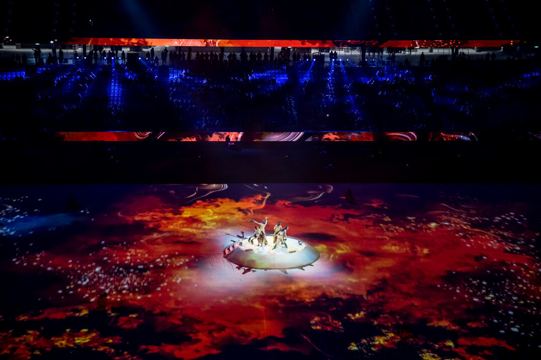 Projection mapping on the Allianz Stadium playing arena